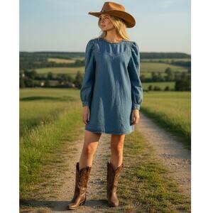 Free People Denim Mini Dress Women's 2 Western Cowgirl Country Festival Concert